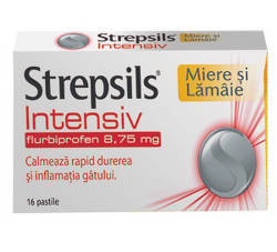 Strepsils intensiv miere si lamaie pentru dureri puternice in gat