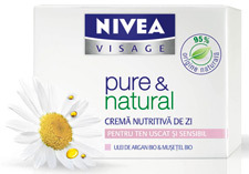 Puterea naturii in gama NIVEA pure & natural 5 Crema de zi NIVEA VISAGE pure & natural pentru ten uscat