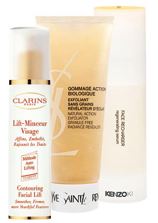 Face recharger, KenzoKi, Gommage Action Biologique,  Yves Saint Laurent, Contouring Facial Lift, Clarins