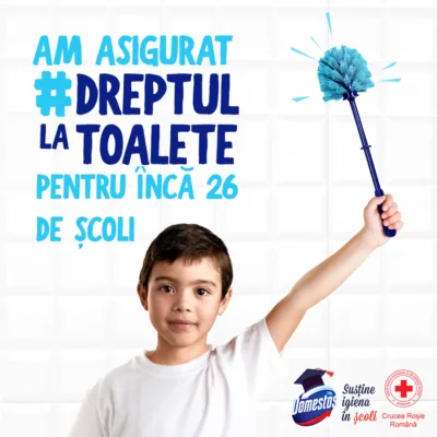 Tot mai mulți copii își câștigă „Dreptul la toalete” 3 Domestos susține igiena în școli