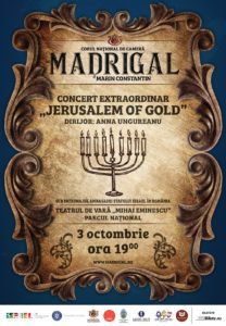 „Jerusalem of Gold” - Concert Extraordinar al Corului Madrigal sub patronajul Ambasadei Statului Israel în România 3 Jerusalem of Gold_poster
