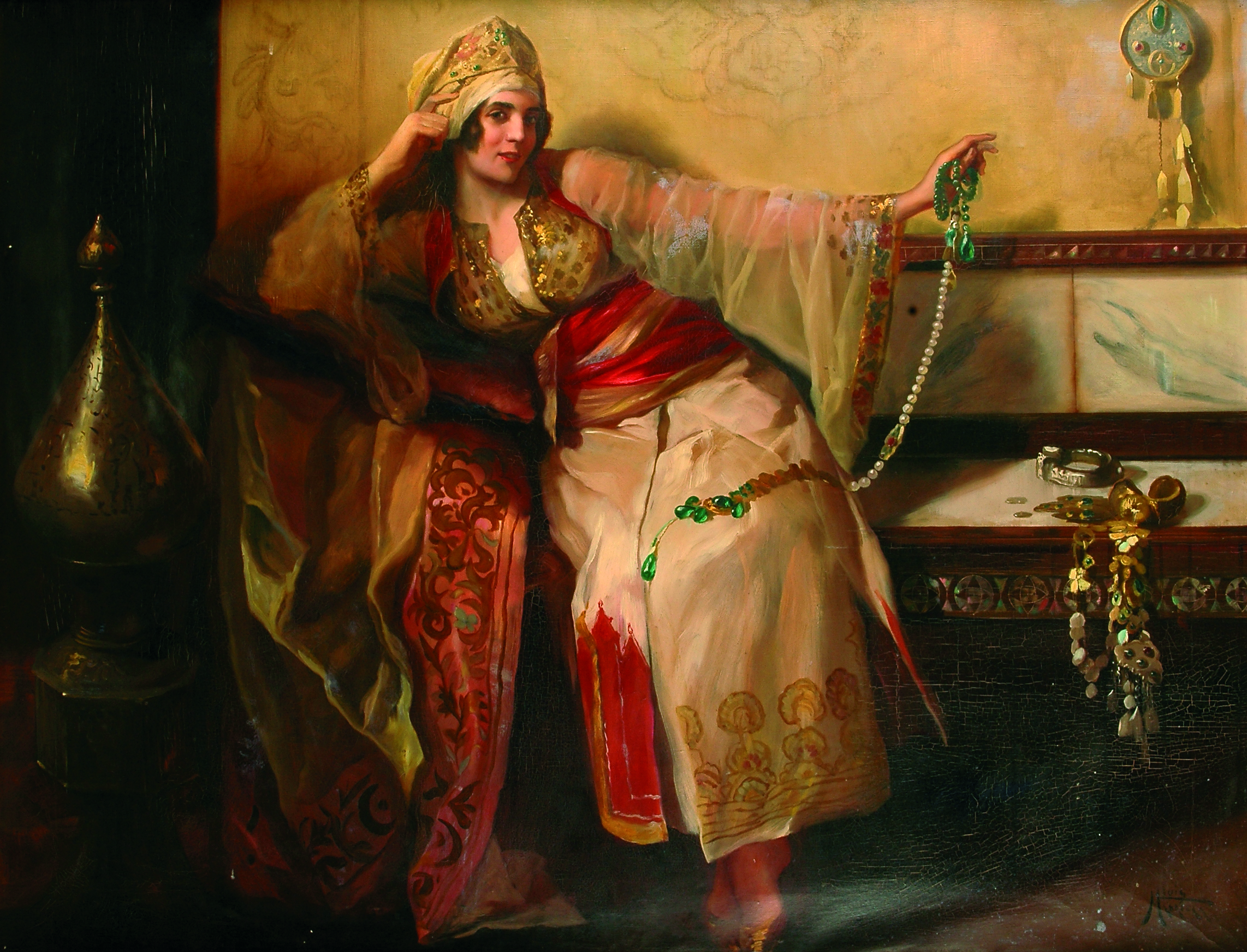 Luis Masriera, Odalisque, oil on canvas