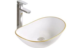 Rune, inspirație scandinavă pentru produsele Neakaisa.ro 5 Lavoar pe blat alb auriu Rune Sigyn 61.5 cm