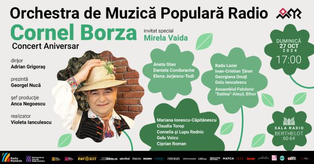 Concert folcloric aniversar CORNEL BORZA la Sala Radio 3 Poster orizontal Cornel Borza