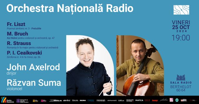 Dirijorul american JOHN AXELROD: concert LISZT / BRUCH / R. STRAUSS / CEAIKOVSKI la Sala Radio 3 afis razavan