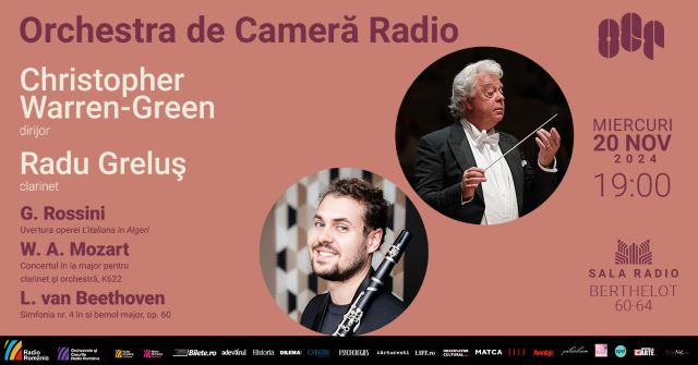 „Cântecul de lebădă” al lui Mozart: Concertul în la major pentru clarinet şi orchestră la Sala Radio 3 Poster orizontal 20.11.2024 Warren Green