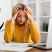 portrait adult woman tired work