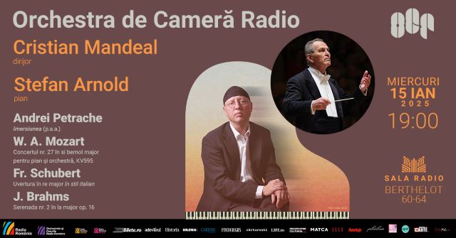 Primul concert al Noului An la Sala Radio: Cristian Mandeal dirijează Mozart, Schubert, Brahms 3 Poster orizontal 15.01.2025 Mandeal Arnold