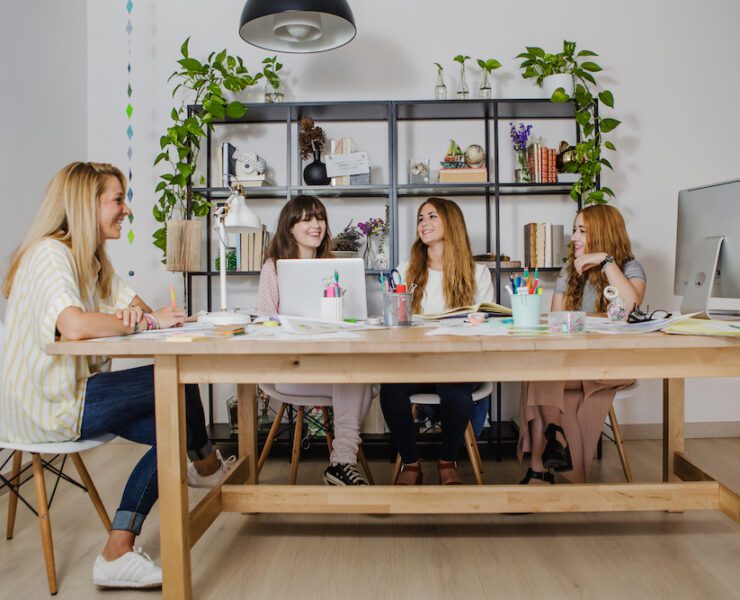cheerful women office