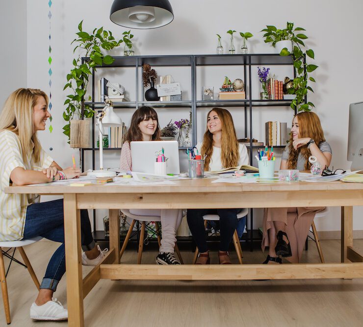cheerful women office