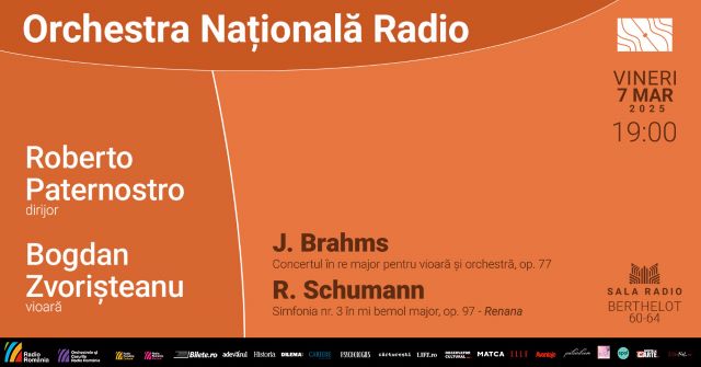 Seară germană la Sala Radio: BRAHMS și SCHUMANN 3 Poster orizontal7.03.2025 Paternostro Zvoristeanu