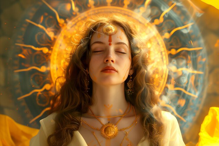 renaissance portrait woman as sun goddess