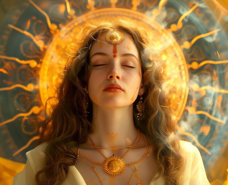 renaissance portrait woman as sun goddess