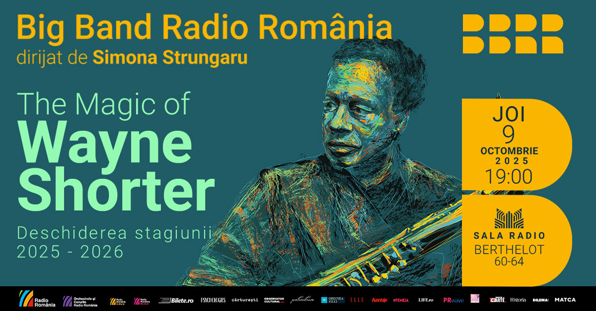 „The Magic of WAYNE SHORTER” deschide stagiunea de jazz la Sala Radio 3 9 octombrie The Magic of WAYNE SHORTER Sala Radio