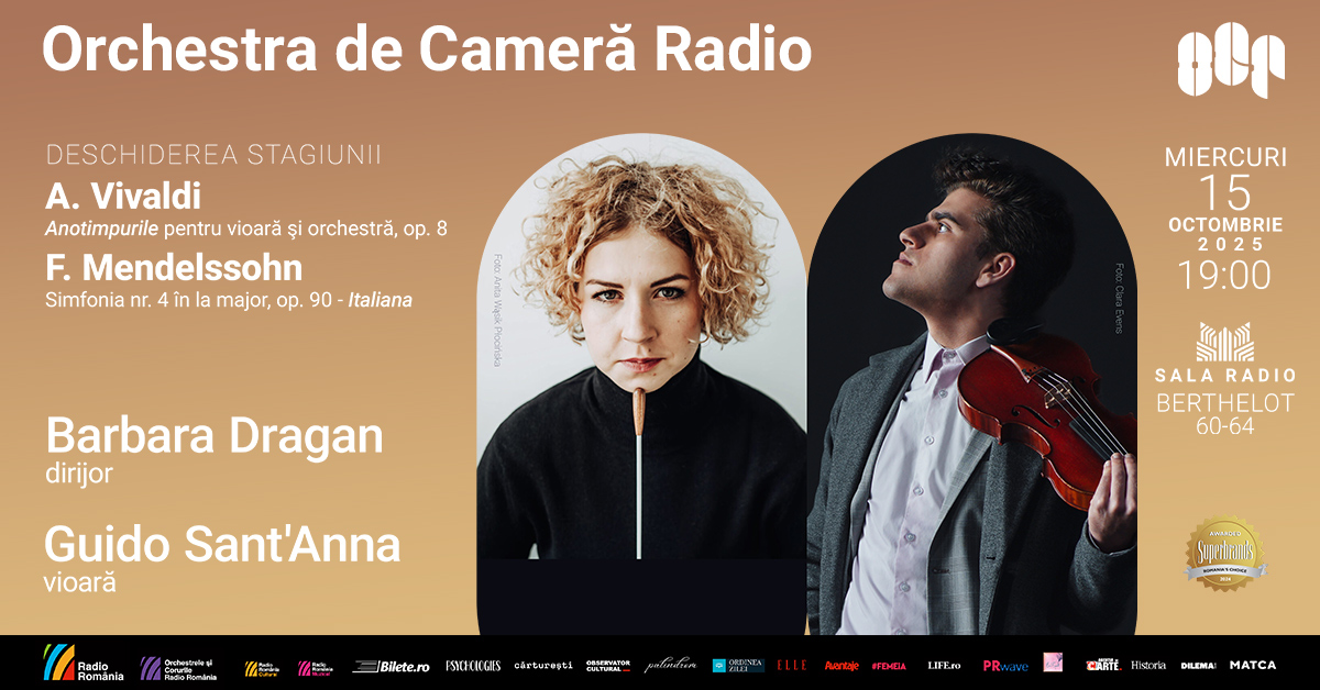 Anotimpurile de Vivaldi și Simfonia nr. 4 – Italiana de Mendelssohn deschid stagiunea Orchestrei de Cameră Radio 3 Deschiderea stagiunii Orchestrei de Cameră Radio