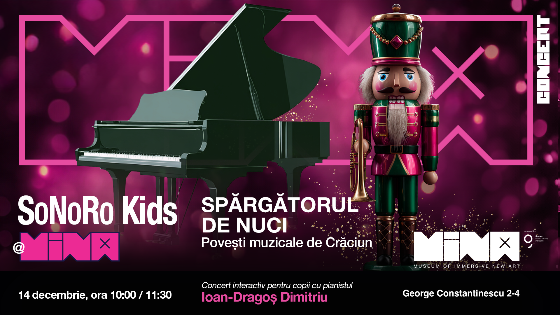 Concerte la MINA pe care nu poți să le ratezi în luna decembrie! 4 SoNoRo Kids – Concert de pian pentru copii: Ediția Spărgătorul de Nuci