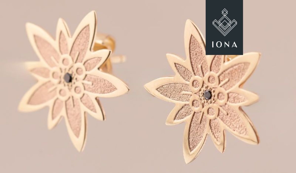 cercei-aur-14k-iona-simbol-floare-de-colt-diamante-negre