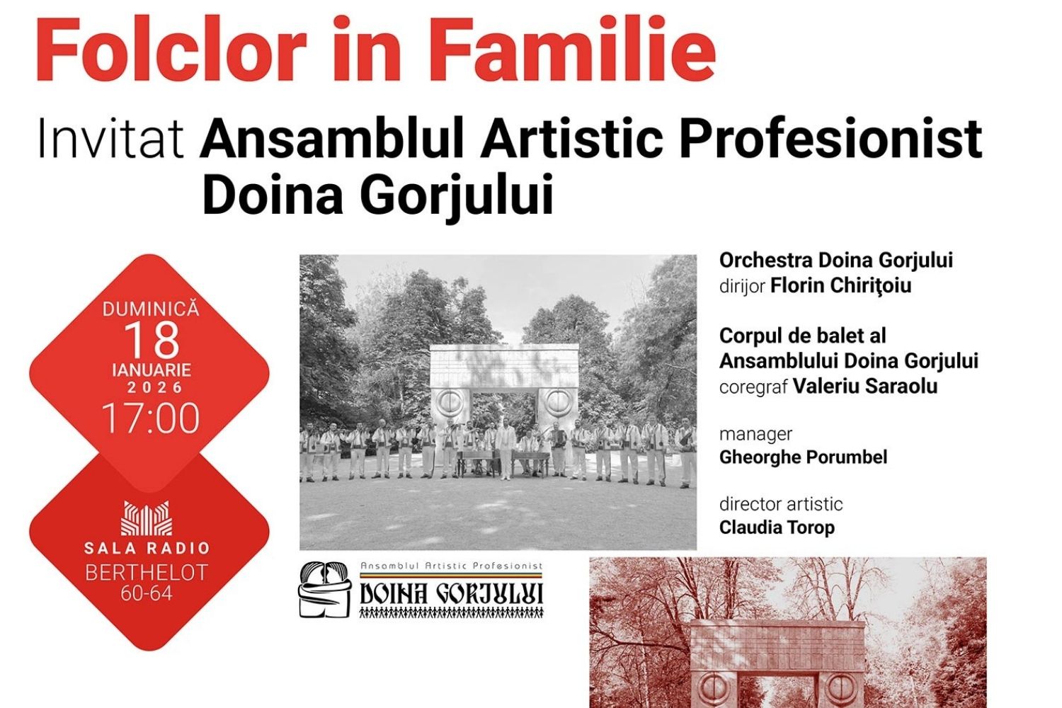 „FOLCLOR ÎN FAMILIE”: Ansamblul „Doina Gorjului” invitat la Sala Radio