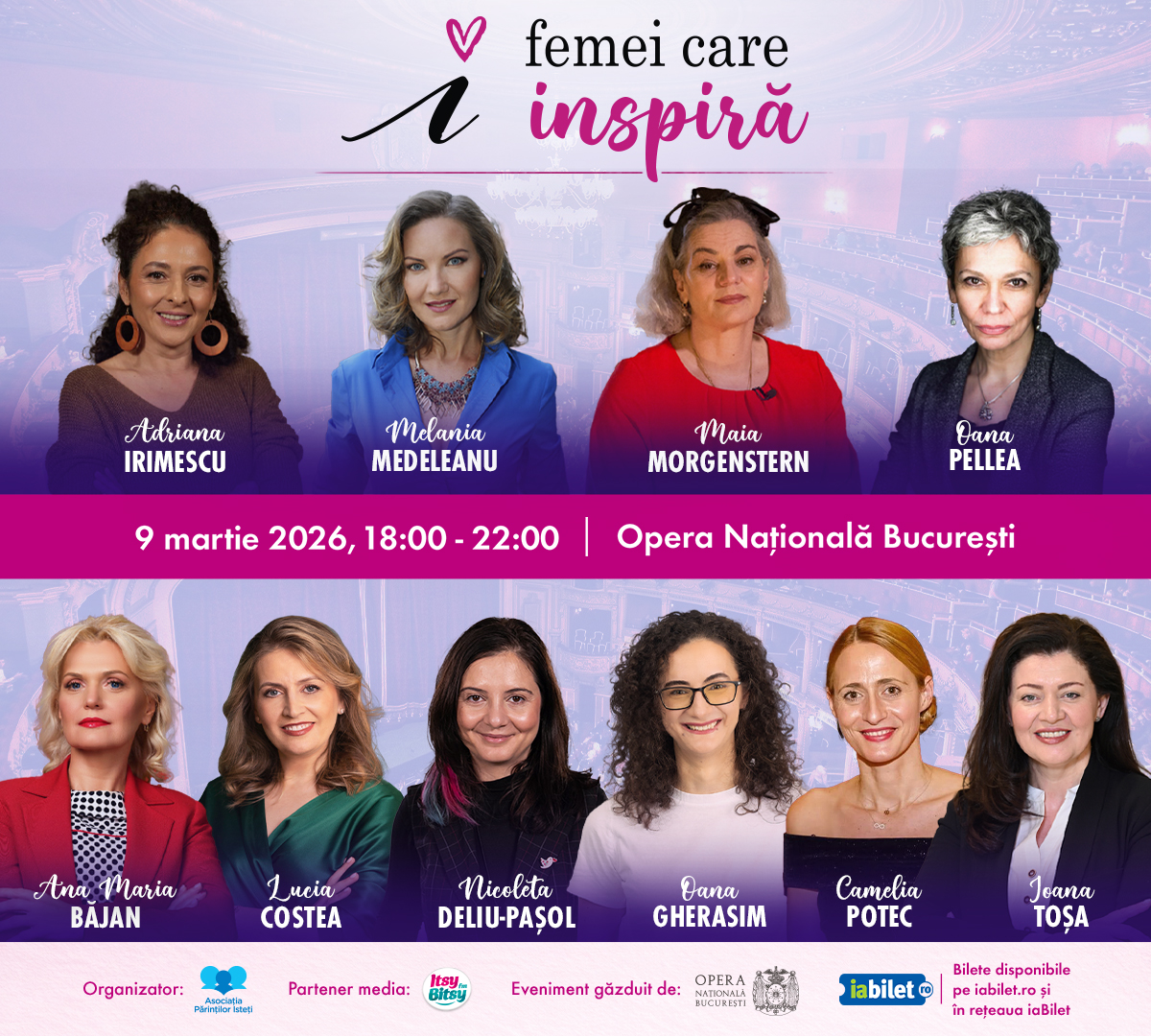 „Femei care inspiră” aduce pe scena Operei Naționale București povești care dau curaj 3 Femei care inspira, editia 2026