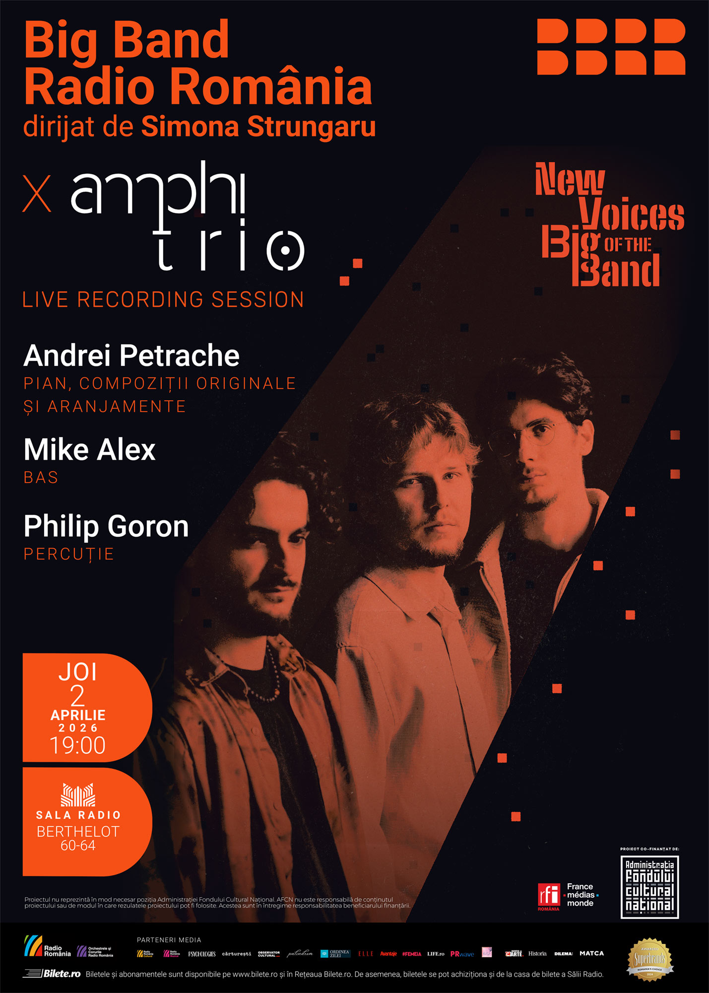 New Voices of the Big Band: concert de jazz prezentat de Big Band-ul Radio România și trio-ul AMPHITRIO 3 New Voices of the Big Band